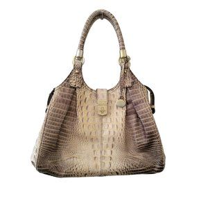 BRAHMIN Leather Croc Embossed CELIA Satchel Handbag